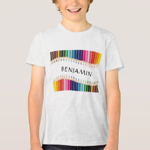 Cute Multicolor Markers Personalized Tri-Blend Shirt