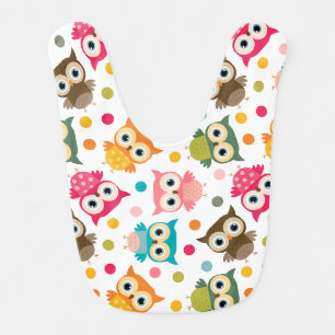 Cute multicolor owl pattern baby bib