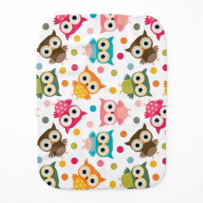 Cute multicolor owl pattern baby burp cloth