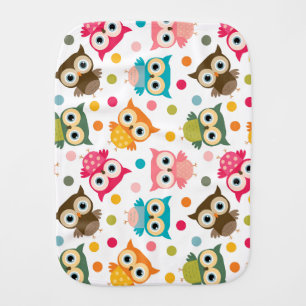 Cute multicolor owl pattern baby burp cloth