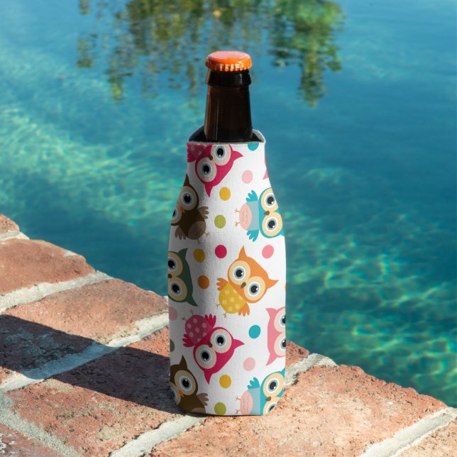 Cute multicolor owl pattern bottle cooler (In Situ Pool)