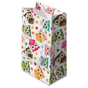 Cute multicolor owl pattern small gift bag