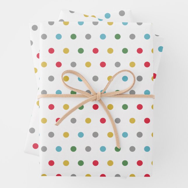 Cute multicolor polka dots pattern wrapping paper sheets (In situ)