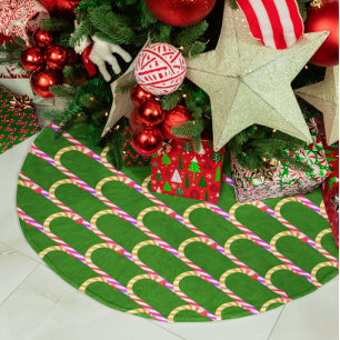 Cute Multicolored Candy Cane Pattern Tree Skirt