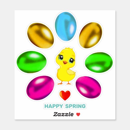 Cute Multicolored Easter Eggs Sticker