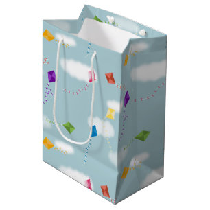 Cute Multicolored Flying Kites Kids Pattern Medium Gift Bag