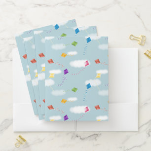 Cute Multicolored Flying Kites Kids Pattern Pocket Folder