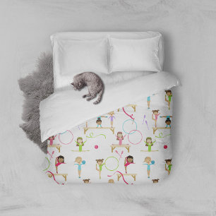 Cute Multicolored Gymnastics Kids Pattern Duvet Cover
