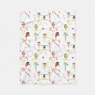 Cute Multicolored Gymnastics Kids Pattern Fleece Blanket