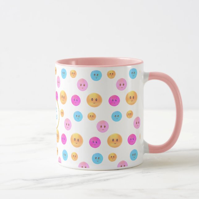 Cute Multicolored Happy Faces Mug (Right)
