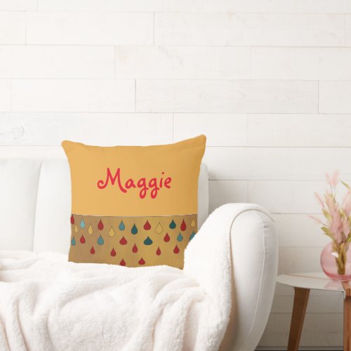  Cute Multicolored Hearts with Pets Name  Throw Pillow