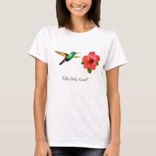 Cute multicolored hummingbird and red flower T-Shirt