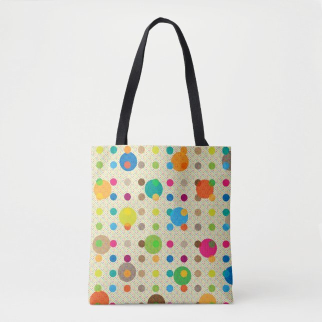Cute Multicolored Polka Dots Tote Bag (Front)