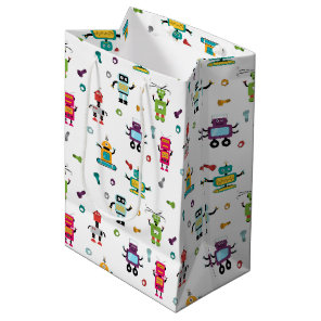 Cute Multicolored Robots Kids Robot Pattern Medium Gift Bag