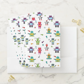 Cute Multicolored Robots Kids Robot Pattern Pocket Folder