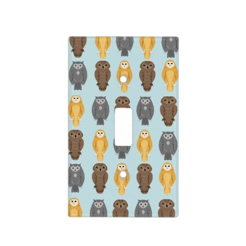 Cute Multicolour Owl Pattern in Bright Yellow Light Switch Cover