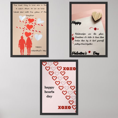Cute Multicoloured Valentines Day 24 x 36 Wall Art Sets