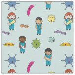 Cute Multicultural Germ Fighting Docs and Nurses Fabric