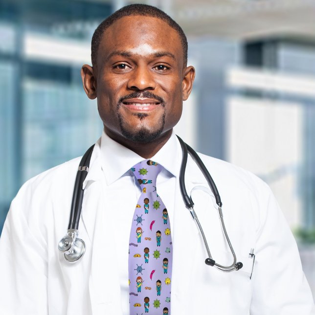 Cute Multicultural Germ Fighting Docs and Nurses Neck Tie (Creator Uploaded)