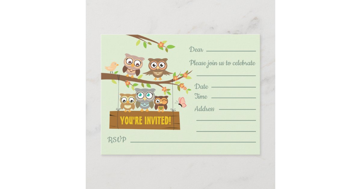 Cute, multipurpose fill in invite design postcard | Zazzle