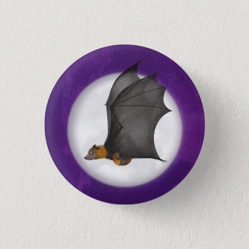 Cute mum and baby bat round badge button