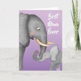 Cute mum and baby elephant Mother's Day card