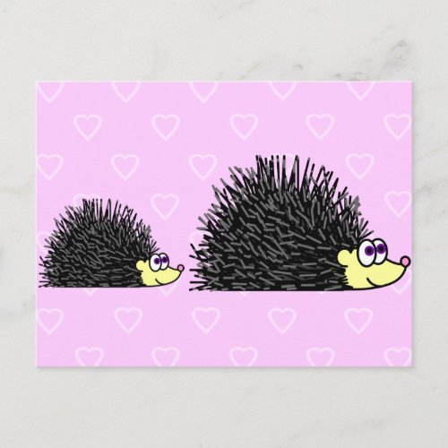 Cute Mum and Baby Hedgehog Postcard