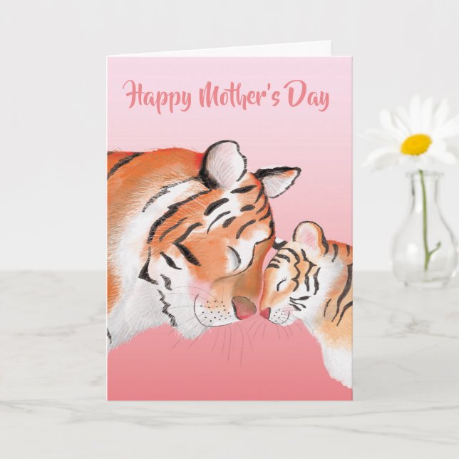Cute mum and baby tiger Mother's Day card (Small Plant)