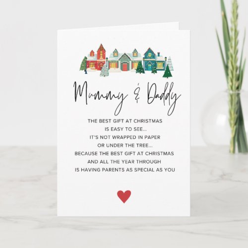 Cute Mummy and Daddy Merry Christmas Folded Holiday Card