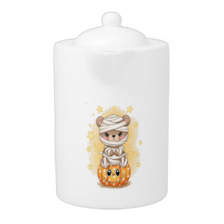 Cute Mummy Bear Halloween Teapot