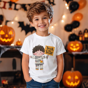 Cute Mummy Boy Trick or Treat Halloween Kids T-Shirt