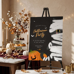Cute Mummy Cat Halloween Party Welcome Sign