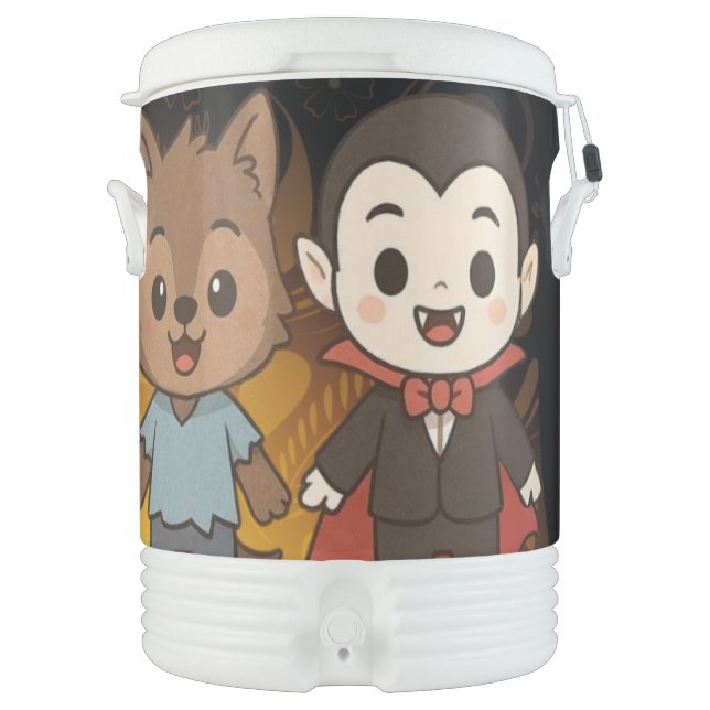 Cute mummy, Frankenstein, Dracula, werewolf    Beverage Cooler (Front)