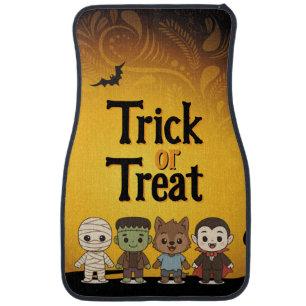Cute mummy, Frankenstein, Dracula, werewolf Car Floor Mat