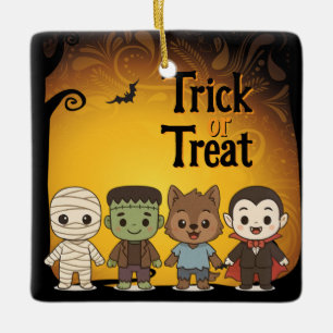 Cute mummy, Frankenstein, Dracula, werewolf    Ceramic Ornament