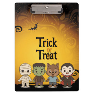 Cute mummy, Frankenstein, Dracula, werewolf Clipboard