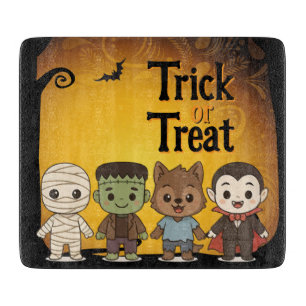 Cute mummy, Frankenstein, Dracula, werewolf Cutting Board