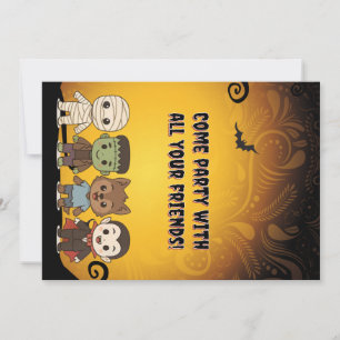 Cute mummy, Frankenstein, Dracula, werewolf Invitation