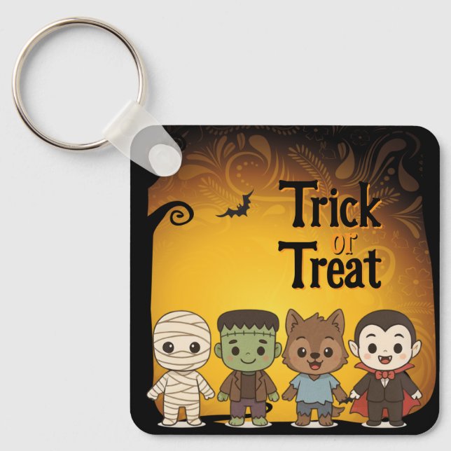 Cute mummy, Frankenstein, Dracula, werewolf    Keychain (Front)
