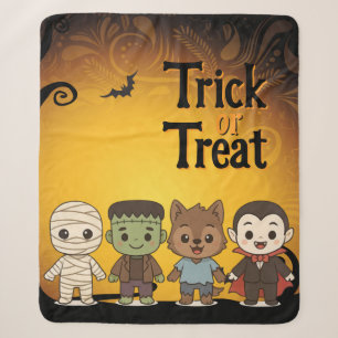 Cute mummy, Frankenstein, Dracula, werewolf Sherpa Blanket