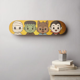 Cute mummy, Frankenstein, Dracula, werewolf    Skateboard