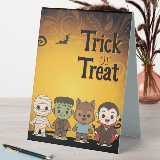 Cute mummy, Frankenstein, Dracula, werewolf    Table Tent (In SItu (Table))