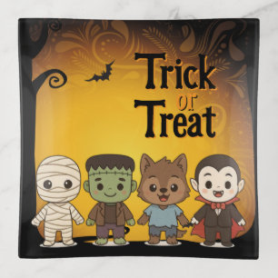 Cute mummy, Frankenstein, Dracula, werewolf Trinket Tray