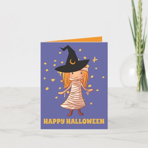 Cute mummy girl witch kids classroom fun note card