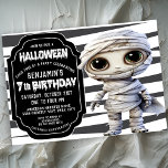 Cute Mummy Halloween Boy's 7th Birthday Invitation<br><div class="desc">Cute Mummy Halloween Boy's 7th Birthday Invitation. Easy To Change The Sample Text To Your Own By Clicking Personalize.  Click Customize Further To Change The Text Type,  Text Color,  Text Size Or To Add/Delete/Change The Text Or Design Elements.</div>