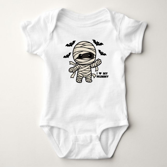 Cute Mummy Halloween I Love my Mummy Baby Bodysuit (Front)
