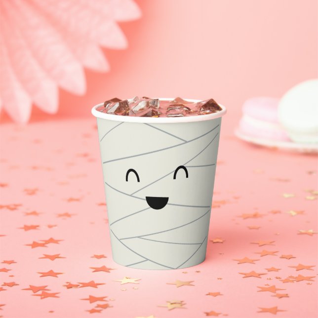 Cute Mummy Halloween Paper Cups (Insitu)