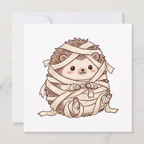 Cute Mummy Hedgehog Halloween Costume Animal Illus Invitation
