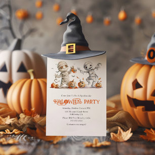 Cute Mummy Kids' Halloween Custom Party Invitation