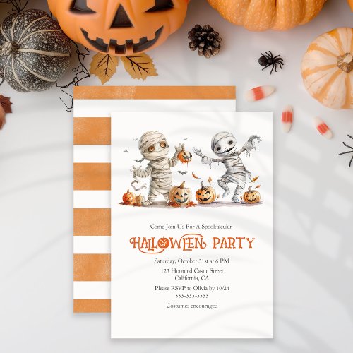 Cute Mummy Kids Halloween Custom Party Invitation